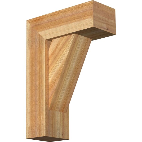 Ekena Millwork Traditional Block Rough Sawn Bracket w/ Offset Brace, Western Red Cedar, 8"W x 20"D x 28"H BKT0806X20X28TRA05RWR - main